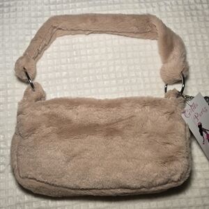 Gilda Paris Tan Faux Fur Shoulder Bag With Charm NWT